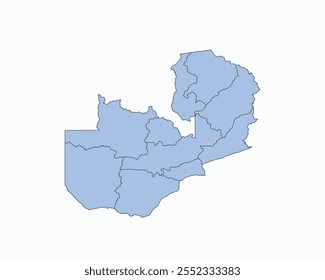 High Detailed Soft Blue Map of Zambia on White isolated background, Vector Illustration EPS 10