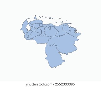 High Detailed Soft Blue Map of Venezuela on White isolated background, Vector Illustration EPS 10