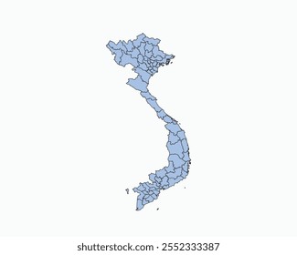 High Detailed Soft Blue Map of Vietnam on White isolated background, Vector Illustration EPS 10