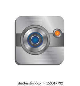 high detailed steel camera application icon