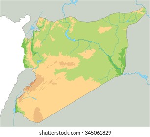 High detailed Syria physical map.
