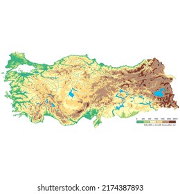 High detailed Turkey physical map