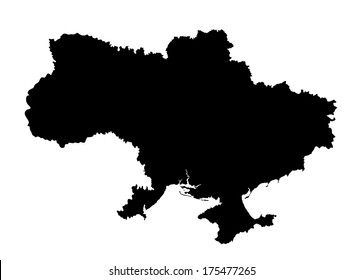 High detailed Ukraine vector map silhouette isolated on white background. Ukraine map silhouette.