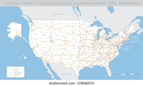 High detailed USA interstate road map vector 