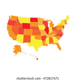 High detailed USA map with federal states. Vector illustration United states of America.