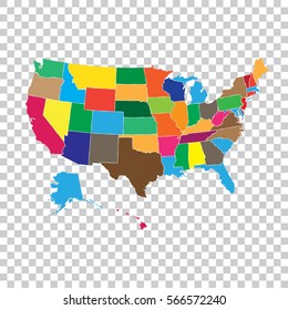High detailed USA map with federal states. Vector illustration United states of America.
