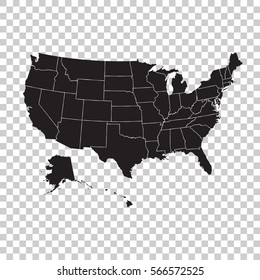 High detailed USA map with federal states. Vector illustration United states of America on isolated background.
