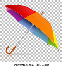 High Detailed varicolored Umbrella on transparent background, isolated vector illustration