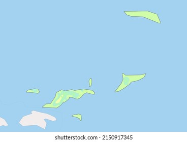 High detailed vector British Virgin Islands physical map, topographic map of British Virgin Islands on white with rivers, lakes and neighbouring countries. 