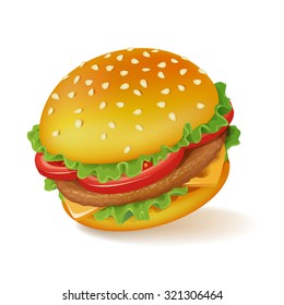 High detailed vector burger illustration.