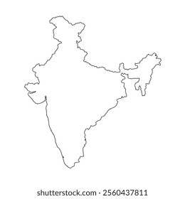 High detailed vector contour map - India 