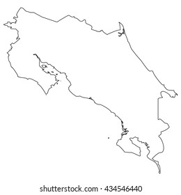 High detailed vector contour map - Costa Rica