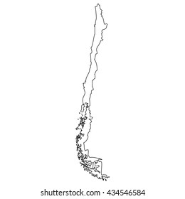 High detailed vector contour map - Chile