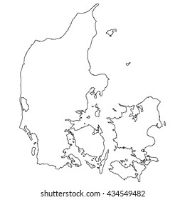 High detailed vector contour map - Denmark
