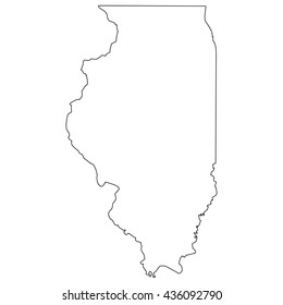 High detailed vector contour map - Illinois