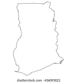 High detailed vector contour map - Ghana
