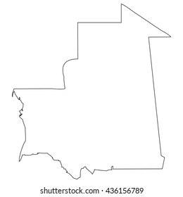 High detailed vector contour map - Mauritania