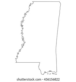 High detailed vector contour map - Mississippi
