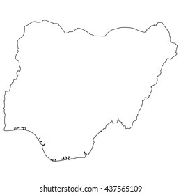 High detailed vector contour map - Nigeria
