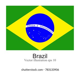 High Detailed vector flag of Brazil isolated on white background. Vector illustration eps 10.