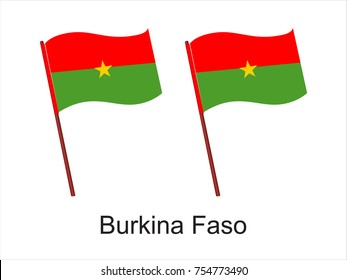 High Detailed Vector Flag of Burkina Faso isolated on white background. Vector illustration eps 10.