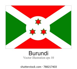 High Detailed vector flag of Burundi isolated on white background. Vector illustration eps 10.