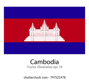 High Detailed vector flag of Cambodia isolated on white background. Vector illustration eps 10.