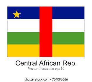 High Detailed vector flag of Central African Rep. isolated on white background. Vector illustration eps 10.