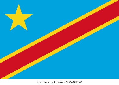 High detailed vector flag of Democratic Republic of the Congo