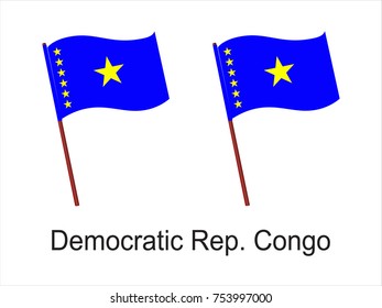 High Detailed Vector Flag of Democratic Rep. Congo isolated on white background. Vector illustration eps 10.