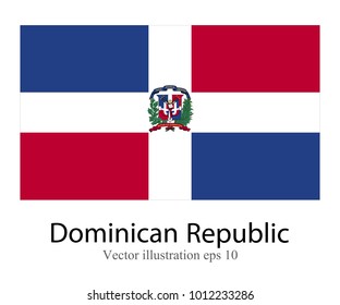 High Detailed vector flag of Dominican Republic isolated on white background. Vector illustration eps 10.