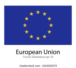 High Detailed vector flag of European Union isolated on white background. Vector illustration eps 10.