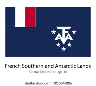 High Detailed vector flag of French Southern and Antarctic Lands isolated on white background. Vector illustration eps 10.