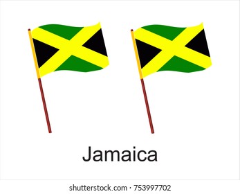 High Detailed Vector Flag of Jamaica isolated on white background. Vector illustration eps 10.