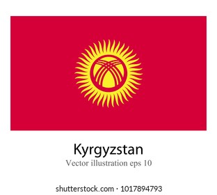 High Detailed vector flag of Kyrgyzstan isolated on white background. Vector illustration eps 10.