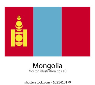 High Detailed vector flag of Mongolia isolated on white background. Vector illustration eps 10.