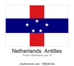 High Detailed vector flag of Netherlands Antilles isolated on white background. Vector illustration eps 10.