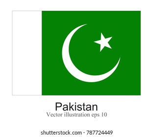 High Detailed vector flag of Pakistan isolated on white background. Vector illustration eps 10.