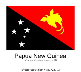 High Detailed vector flag of Papua New Guinea isolated on white background. Vector illustration eps 10.