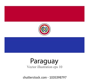 High Detailed vector flag of Paraguay isolated on white background. Vector illustration eps 10.