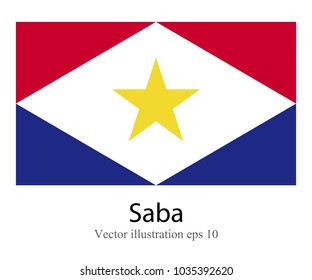 High Detailed vector flag of Saba isolated on white background. Vector illustration eps 10.