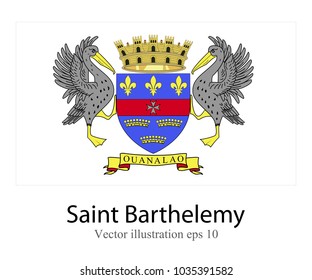 High Detailed vector flag of Saint Barthelemy isolated on white background. Vector illustration eps 10.