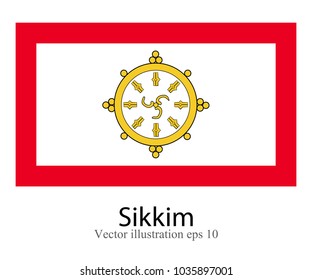 High Detailed vector flag of Sikkim isolated on white background. Vector illustration eps 10.
