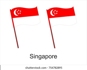 High Detailed Vector Flag of Singapore isolated on white background. Vector illustration eps 10.