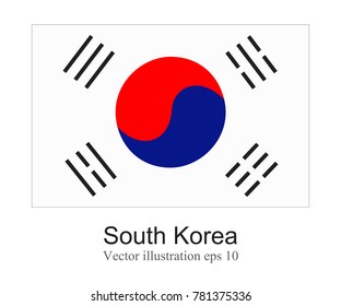 High Detailed vector flag of South Korea isolated on white background. Vector illustration eps 10.