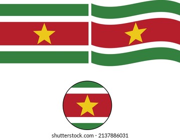 bandera vectorial de alto nivel de Suriname. Bandera nacional de Surinam. Bandera ondulante surinamesa. estilo plano.
