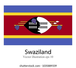 High Detailed vector flag of Swaziland isolated on white background. Vector illustration eps 10.