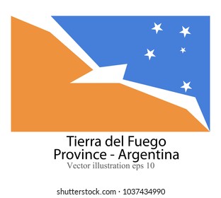 High Detailed vector flag of Tierra del Fuego Province - Argentina isolated on white background. Vector illustration eps 10.