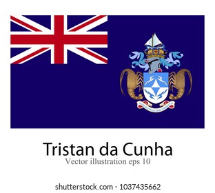 High Detailed vector flag of Tristan da Cunha isolated on white background. Vector illustration eps 10.