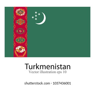 High Detailed vector flag of Turkmenistan isolated on white background. Vector illustration eps 10.